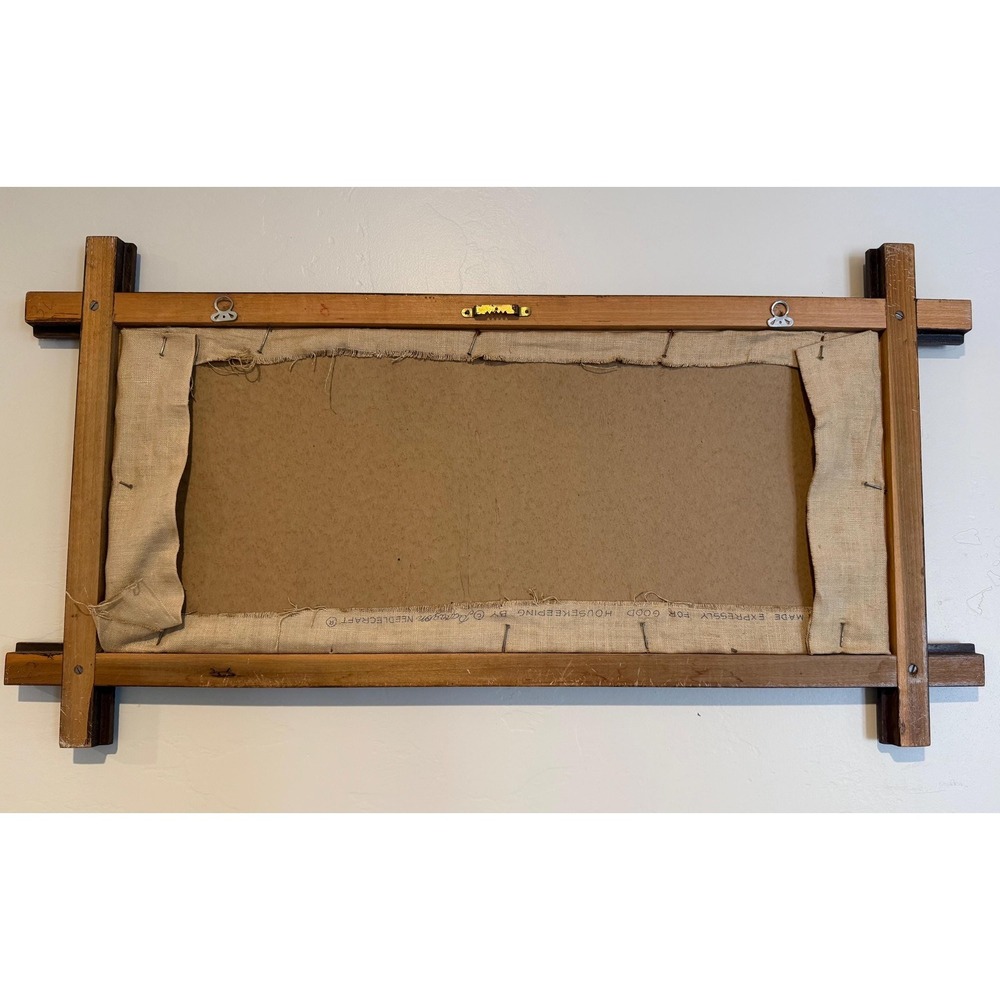 Antique Victorian Sampler "The Old Rocking Chair", Cross Corner Tramp Art Frame - Picture 9 of 13